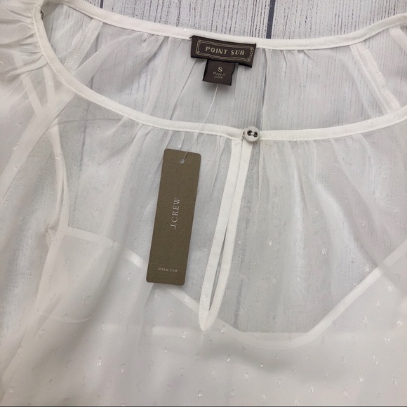 J. Crew Point Sur Chiffon Metallic Pin Dot Blouse - Picture 5 of 8